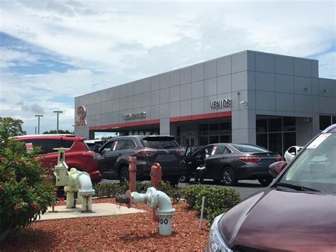 Venice toyota venice fl - Venice Toyota Collision Center. 900 U.S. 41 By-Pass, South Venice, FL 34285 (941) 484-9000. Visit Website. Schedule Service. Contact Dealer View Inventory. Additional Links. Shop Tires; Order Parts Online; Apply to the Technician Training Program; Hours. Main Dealer. Monday - …